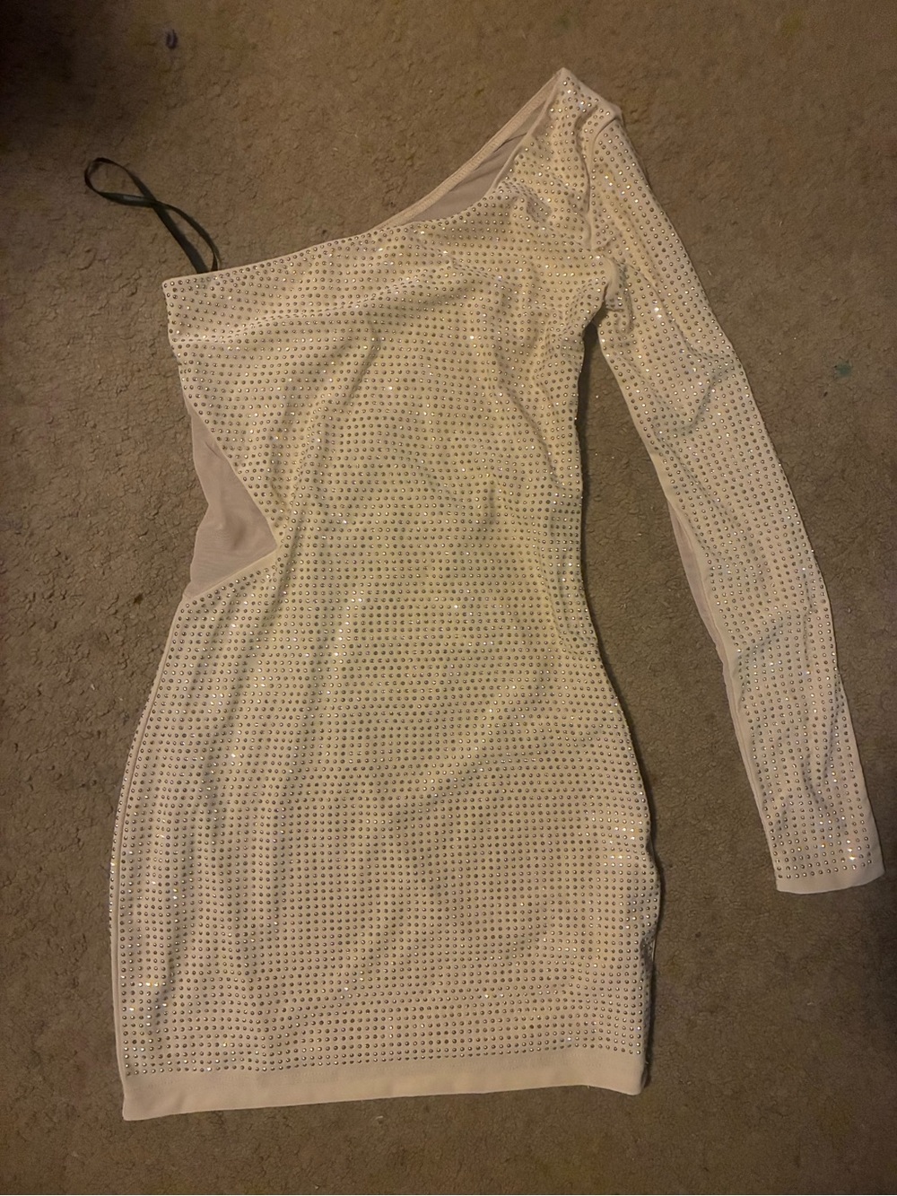 Forever 21 One-Shoulder White Sequin Mini Dress